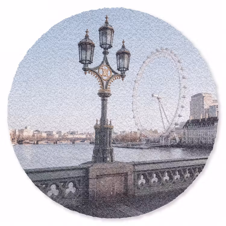 Teppich - Riesenrad – London – Stadt – Architektur – Brücke - Reuzenrad - Londen - Stad - Architectuur - Brug Vloerkleed Rond klein