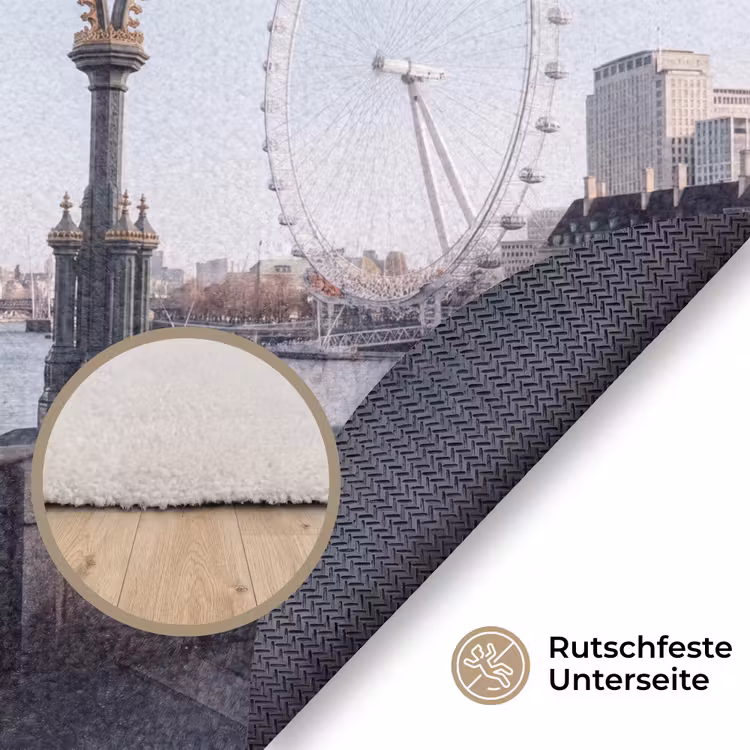 Teppich - Riesenrad – London – Stadt – Architektur – Brücke - Reuzenrad - Londen - Stad - Architectuur - Brug Vloerkleed Rond klein