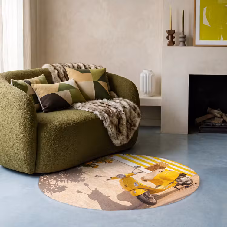 Teppich - Roller – Natur – Sommer – Gelb – Mittelmeer - Scooter - Natuur - Zomer - Geel - Mediterraan Vloerkleed Rond klein
