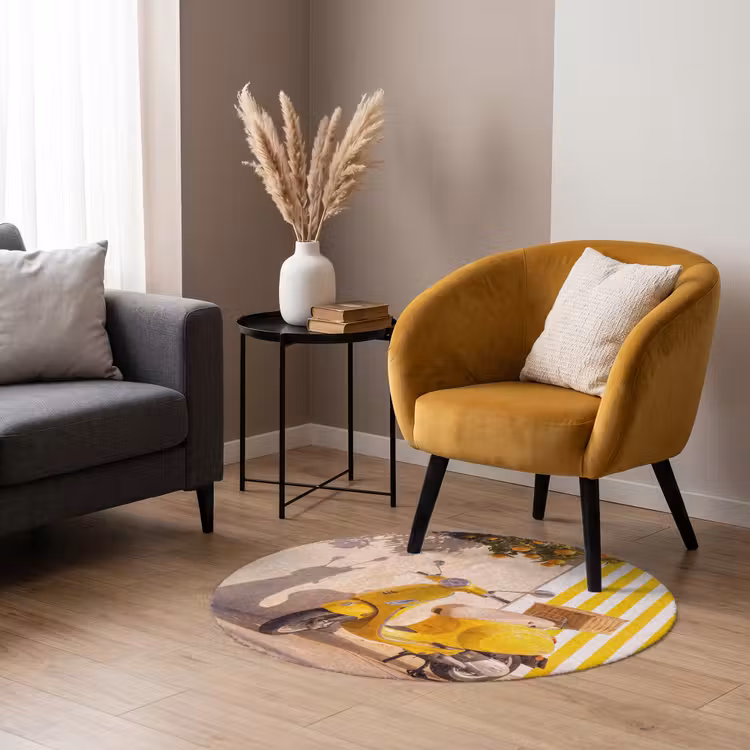 Teppich - Roller – Natur – Sommer – Gelb – Mittelmeer - Scooter - Natuur - Zomer - Geel - Mediterraan Vloerkleed Rond klein