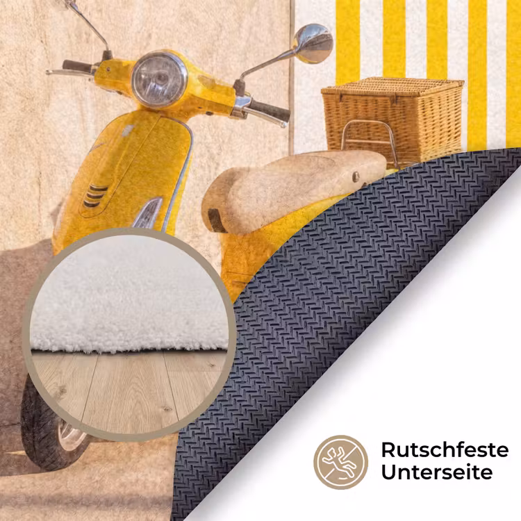 Teppich - Roller – Natur – Sommer – Gelb – Mittelmeer - Scooter - Natuur - Zomer - Geel - Mediterraan Vloerkleed Rond klein