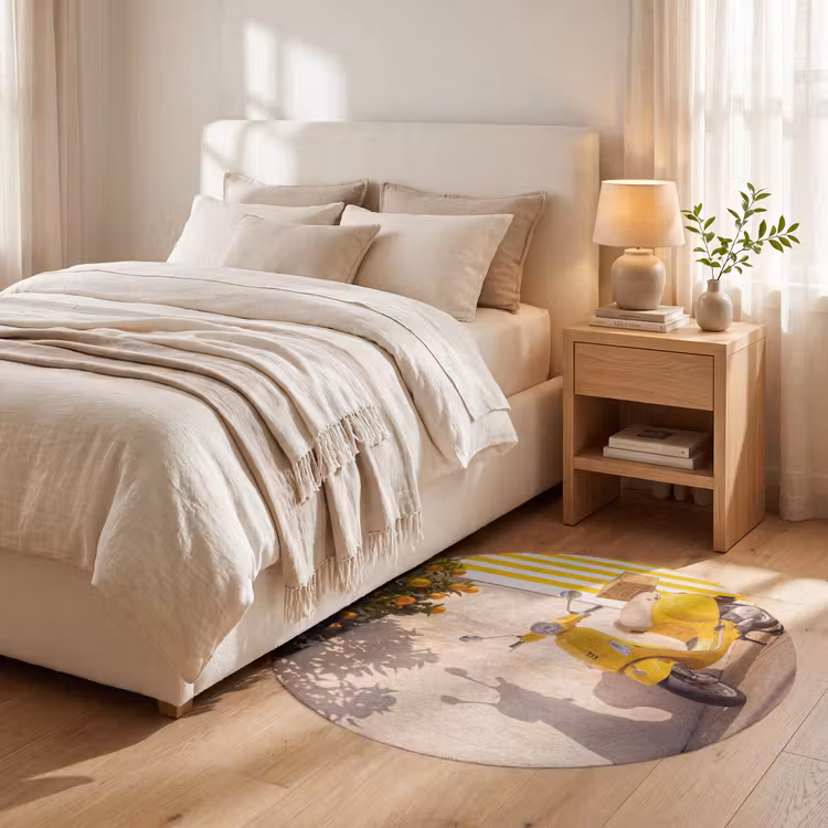 Teppich - Roller – Natur – Sommer – Gelb – Mittelmeer - Scooter - Natuur - Zomer - Geel - Mediterraan Vloerkleed Rond klein