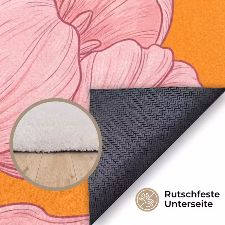 Teppich - Rosa Blumen – Modern - Roze bloemen - Modern Vloerkleed Rechthoek klein