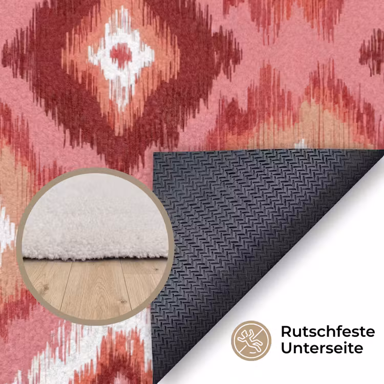 Roze - Penseelstreken - Abstract - Patroon Vloerkleed Rechthoek klein 1091 -uniquesellingpoint_antislip_DE_DE