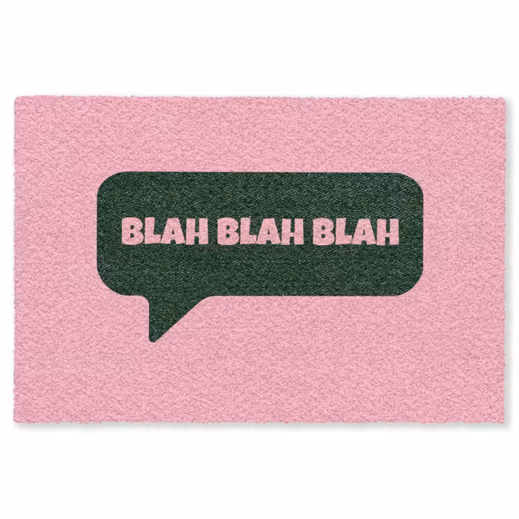 Roze - Tekstwolk - Groen - BLAH BLAH BLAH Vloerkleed Rechthoek klein -3d