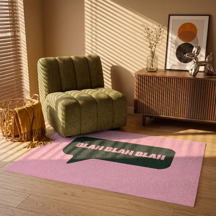 Roze - Tekstwolk - Groen - BLAH BLAH BLAH Vloerkleed Rechthoek klein -atmosphere_sfeer1_global