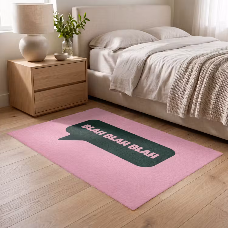 Roze - Tekstwolk - Groen - BLAH BLAH BLAH Vloerkleed Rechthoek klein -atmosphere_sfeer3_global