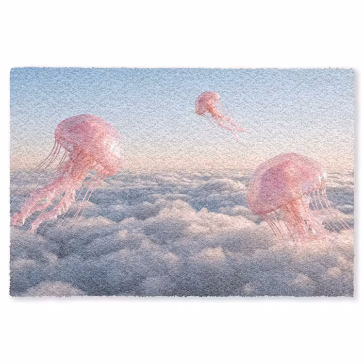 Teppich - Rosa Tier – Wolken - Roze dier - Wolken Vloerkleed Rechthoek klein