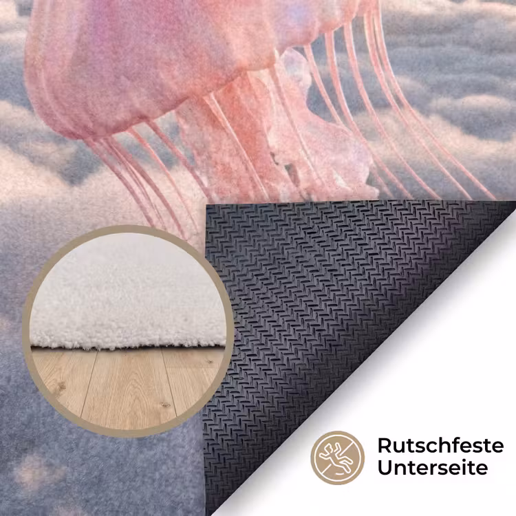 Teppich - Rosa Tier – Wolken - Roze dier - Wolken Vloerkleed Rechthoek klein