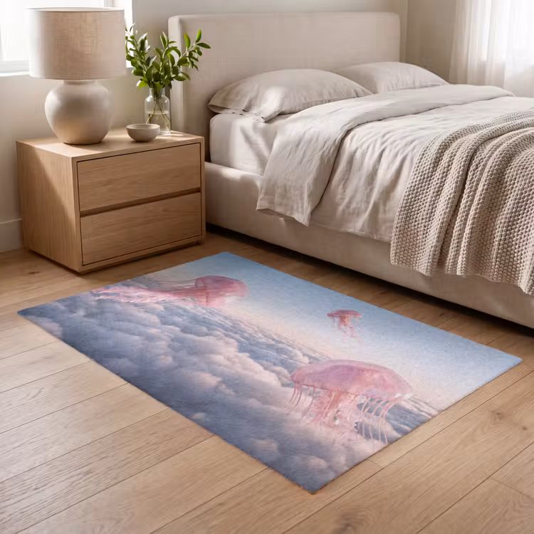 Teppich - Rosa Tier – Wolken - Roze dier - Wolken Vloerkleed Rechthoek klein