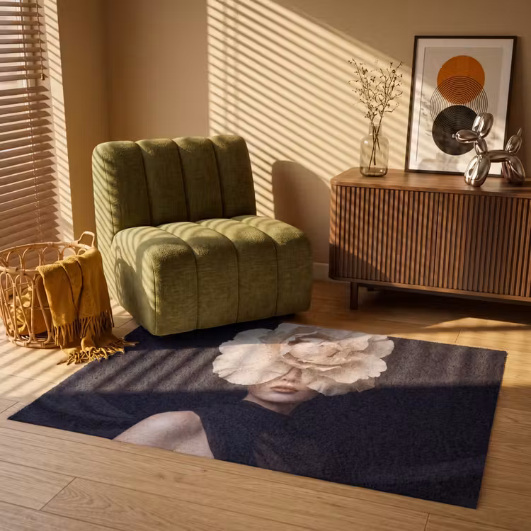 Roos - Tijdloos - Zwart Vloerkleed Rechthoek klein -atmosphere_sfeer1_global