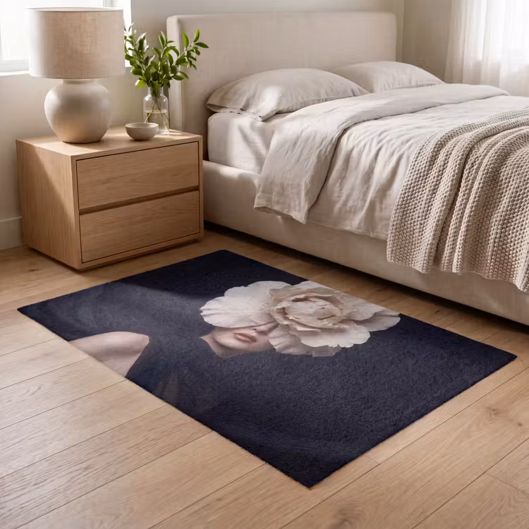 Roos - Tijdloos - Zwart Vloerkleed Rechthoek klein -atmosphere_sfeer3_global