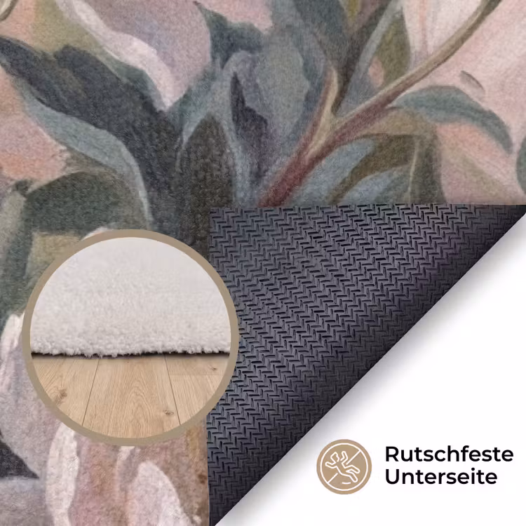 Rozen - Illustratie - Roze Vloerkleed Rechthoek klein -uniquesellingpoint_antislip_DE_DE