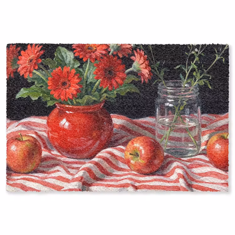 Teppich - Rote Blumen – Vase - Rode bloemen - Vaas Vloerkleed Rechthoek klein