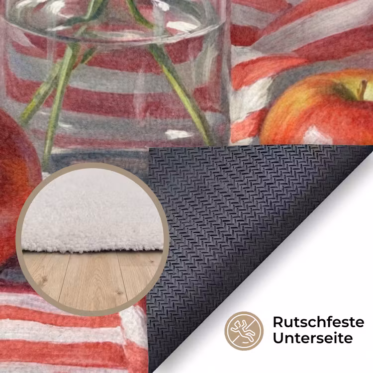 Teppich - Rote Blumen – Vase - Rode bloemen - Vaas Vloerkleed Rechthoek klein