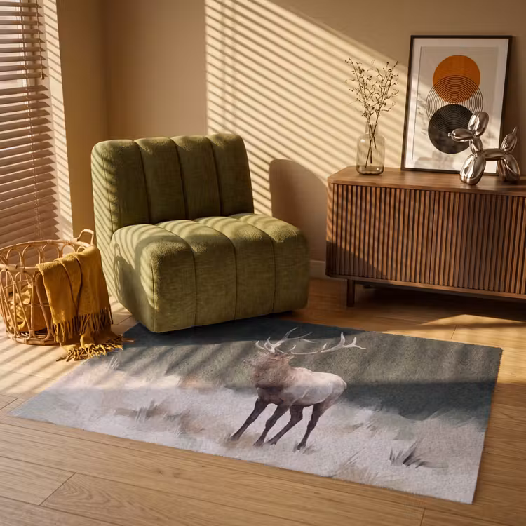 Edelhert - Gewei - Schildering - Rustiek Vloerkleed Rechthoek klein -atmosphere_sfeer1_global