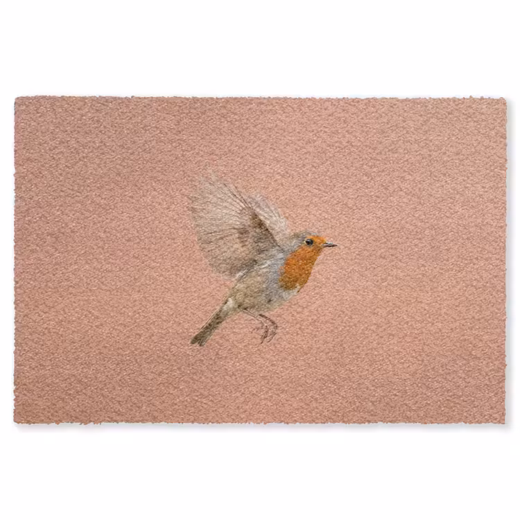 Roodborst - Natuur - Roze Vloerkleed Rechthoek klein -3d