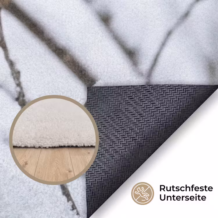 Roodborstje - Tak - Sneeuw - Winter - Levendig Vloerkleed Rechthoek klein -uniquesellingpoint_antislip_DE_DE
