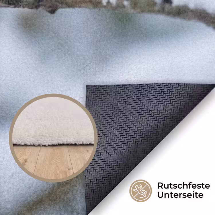 Roodborstje - Tak - Sneeuw - Winter - Levendig Vloerkleed Rechthoek klein -uniquesellingpoint_antislip_DE_DE