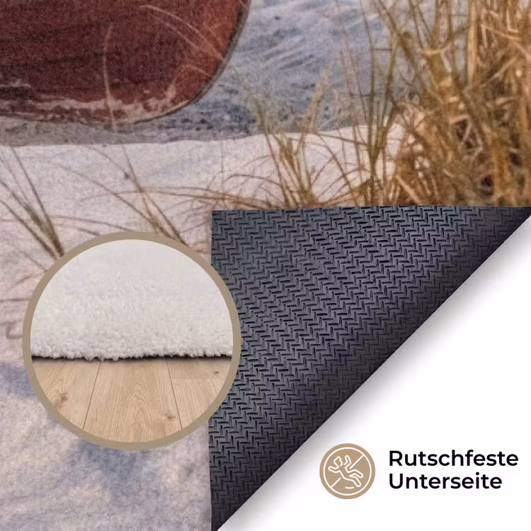 Rustiek - Roeiboot - Zandstrand Vloerkleed Rechthoek klein -uniquesellingpoint_antislip_DE_DE