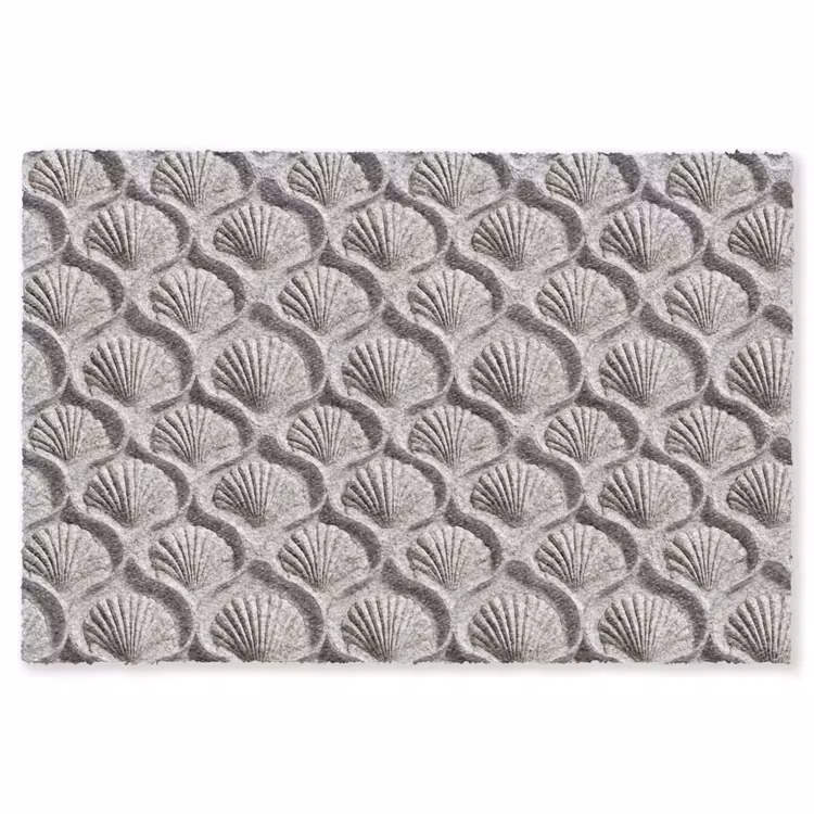 Zand - Schelpenvorm - Grijs Vloerkleed Rechthoek klein 1091 -3d