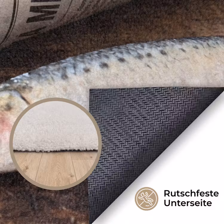 Teppich - Sardine – Zeitung – Schneidebrett - Sardientje - krant - snijplank Vloerkleed Rechthoek klein