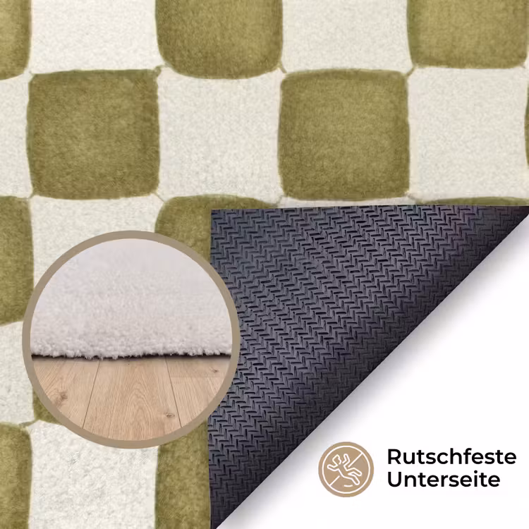 Schaak - Patroon - Groen Vloerkleed Rechthoek klein 1091 -uniquesellingpoint_antislip_DE_DE
