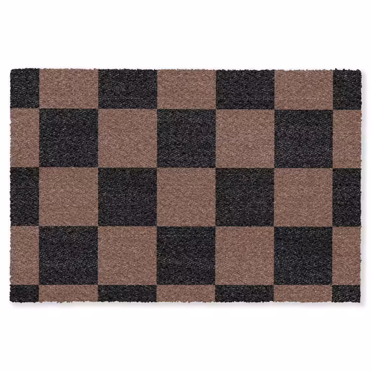 Schaakbord print - Bruin - Zwart - Blokjes Vloerkleed Rechthoek klein -3d