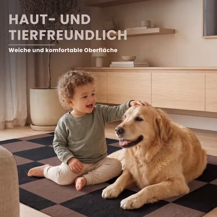 Schaakbord print - Bruin - Zwart - Blokjes Vloerkleed Rechthoek klein -uniquesellingpoint_zacht_DE