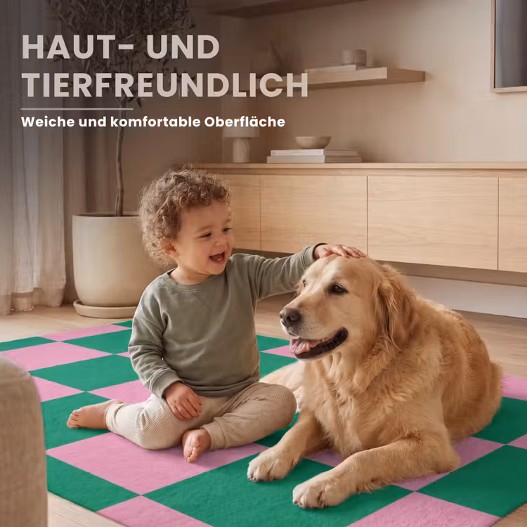 Schaakbord patroon - Groen - Roze - Blokjes Vloerkleed Rechthoek klein -uniquesellingpoint_zacht_DE