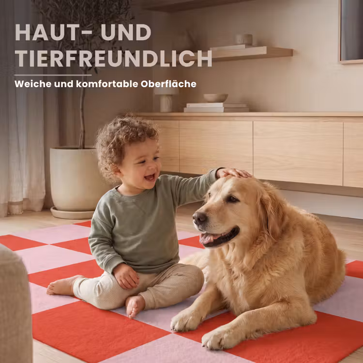 Schaakbord patroon - Rood - Roze - Blokjes Vloerkleed Rechthoek klein -uniquesellingpoint_zacht_DE