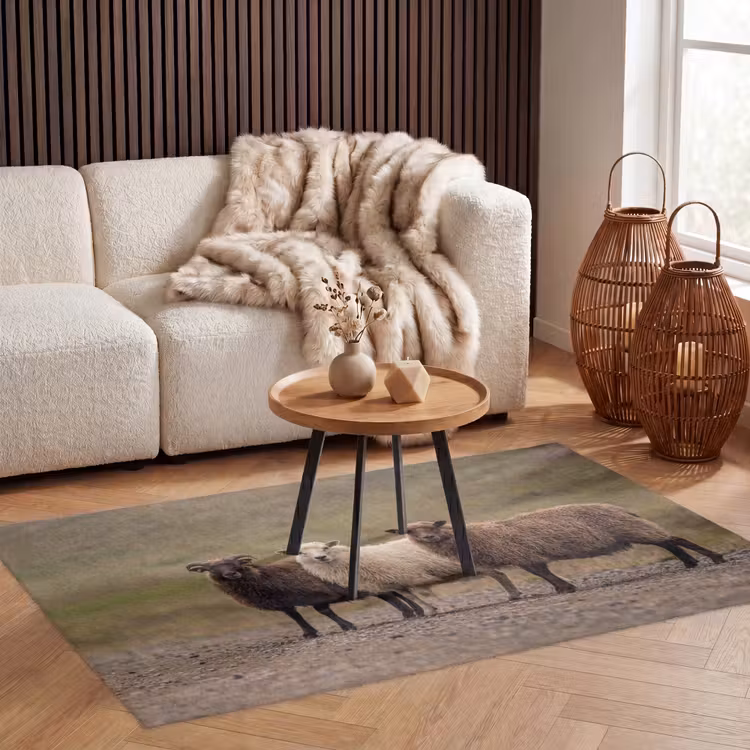 Schapen - Bruin - Wit - Grindpad Vloerkleed Rechthoek klein -atmosphere_sfeer2_global