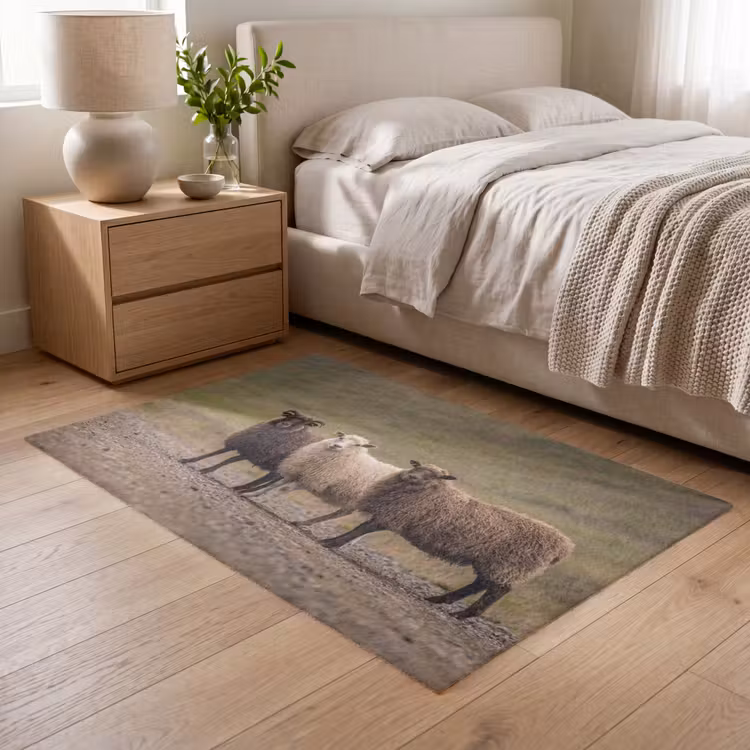 Schapen - Bruin - Wit - Grindpad Vloerkleed Rechthoek klein -atmosphere_sfeer3_global