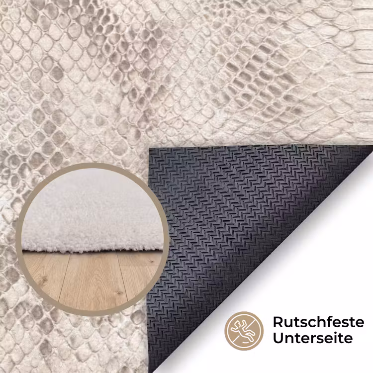 Slang - Patroon - Beige Vloerkleed Rechthoek klein 1091 -uniquesellingpoint_antislip_DE_DE