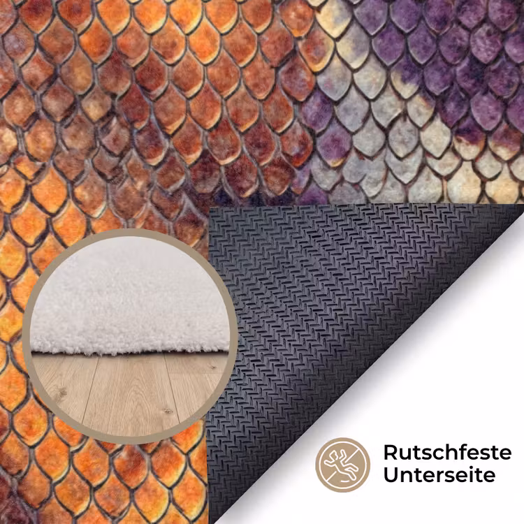 Slang - Schubben - Kleurrijk Vloerkleed Rechthoek klein 1091 -uniquesellingpoint_antislip_DE_DE