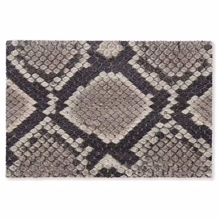 Slangenleer - Patroon - Beige Vloerkleed Rechthoek klein -3d