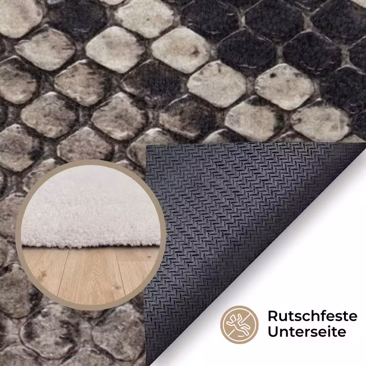 Slangenleer - Patroon - Beige Vloerkleed Rechthoek klein -uniquesellingpoint_antislip_DE_DE