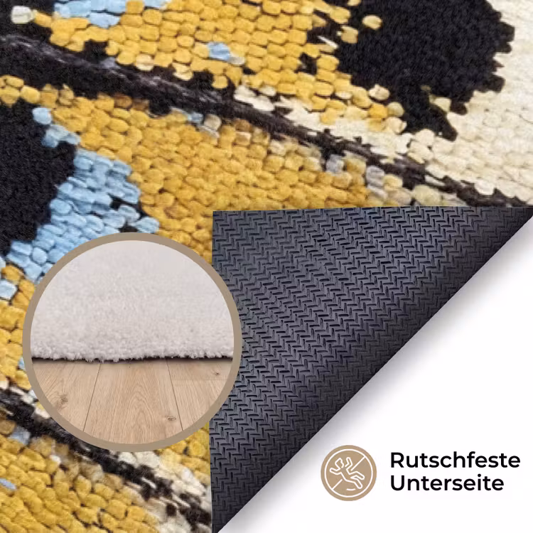 Vlinder - Vleugel - Geel Vloerkleed Rechthoek klein -uniquesellingpoint_antislip_DE_DE
