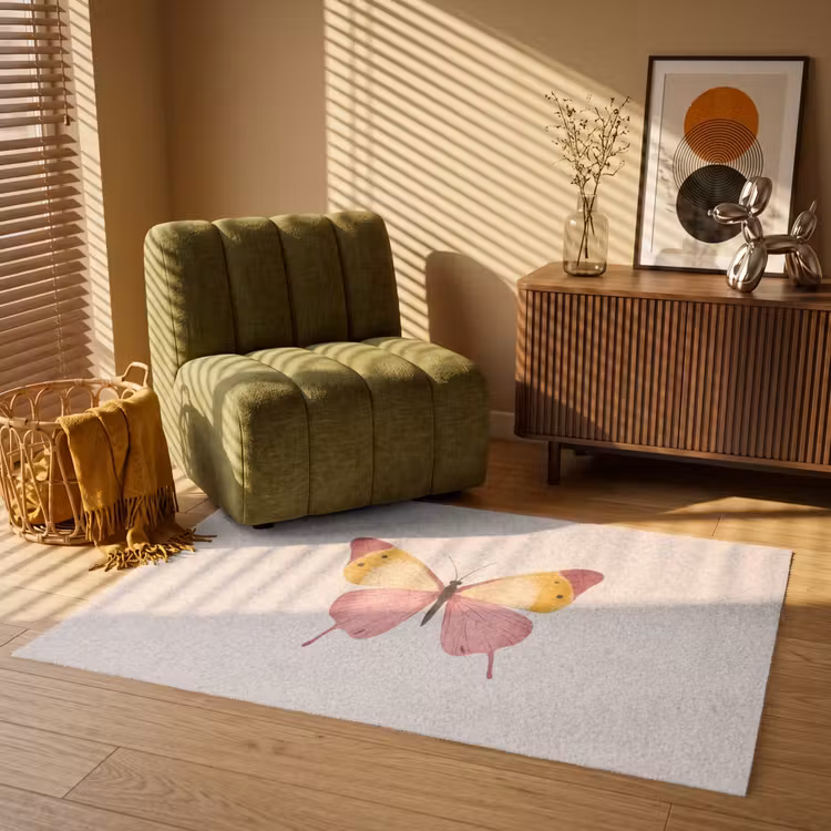 Vlinder - Illustratie - Roze Vloerkleed Rechthoek klein -atmosphere_sfeer1_global