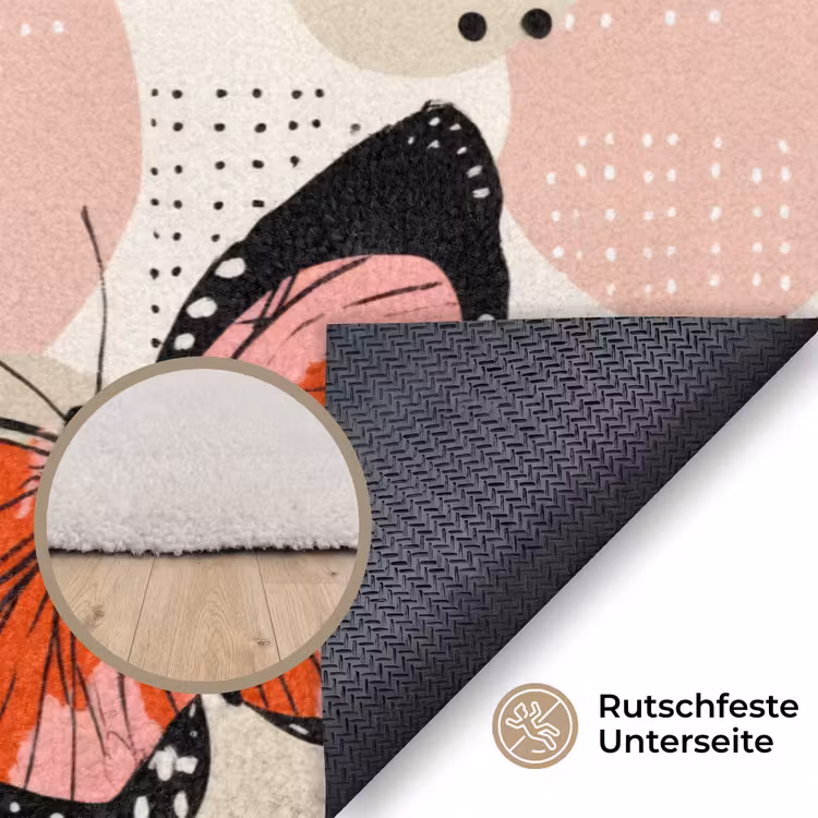 Vlinders - Retro - Kleurrijk Vloerkleed Rechthoek klein 1091 -uniquesellingpoint_antislip_DE_DE