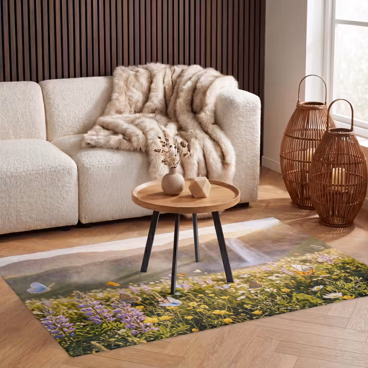 Vlinders - Waterval - Bloemenveld Vloerkleed Rechthoek klein -atmosphere_sfeer2_global