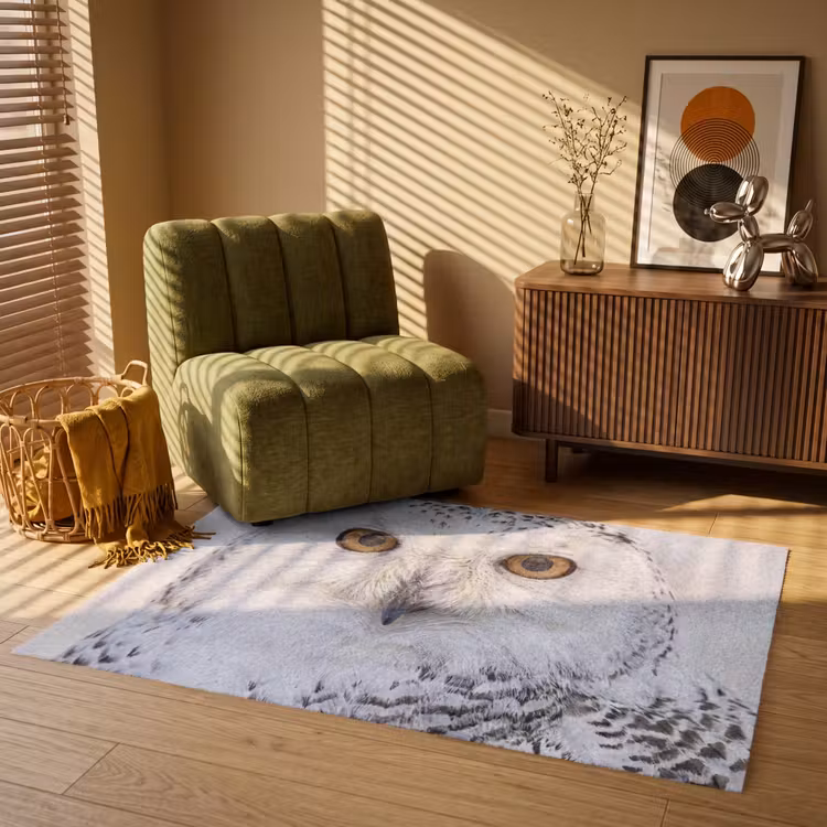 Sneeuwuil - Oog - Wildlife - Wit Vloerkleed Rechthoek klein -atmosphere_sfeer1_global