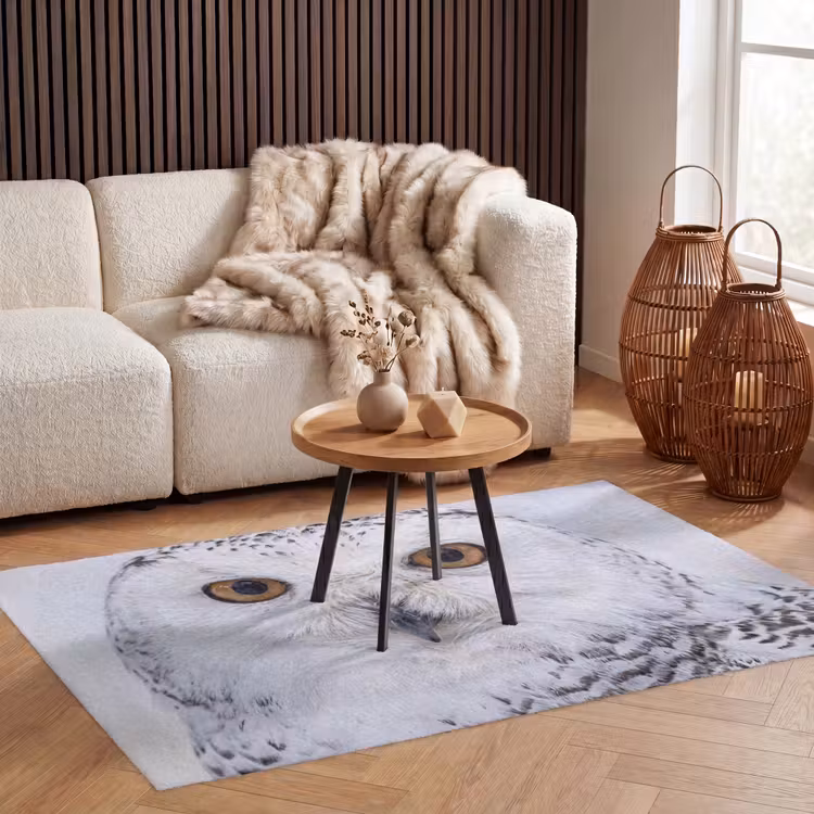 Sneeuwuil - Oog - Wildlife - Wit Vloerkleed Rechthoek klein -atmosphere_sfeer2_global