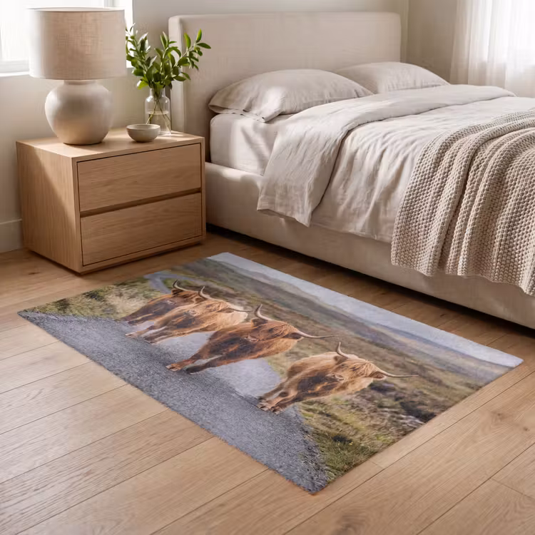 Schotse Hooglanders - Weg - Landschap - Kudde Vloerkleed Rechthoek klein -atmosphere_sfeer3_global