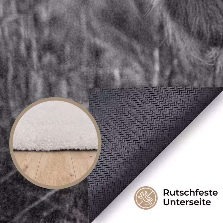 Schotse hooglander - Kalf - Zwart - Wit Vloerkleed Rechthoek klein -uniquesellingpoint_antislip_DE_DE