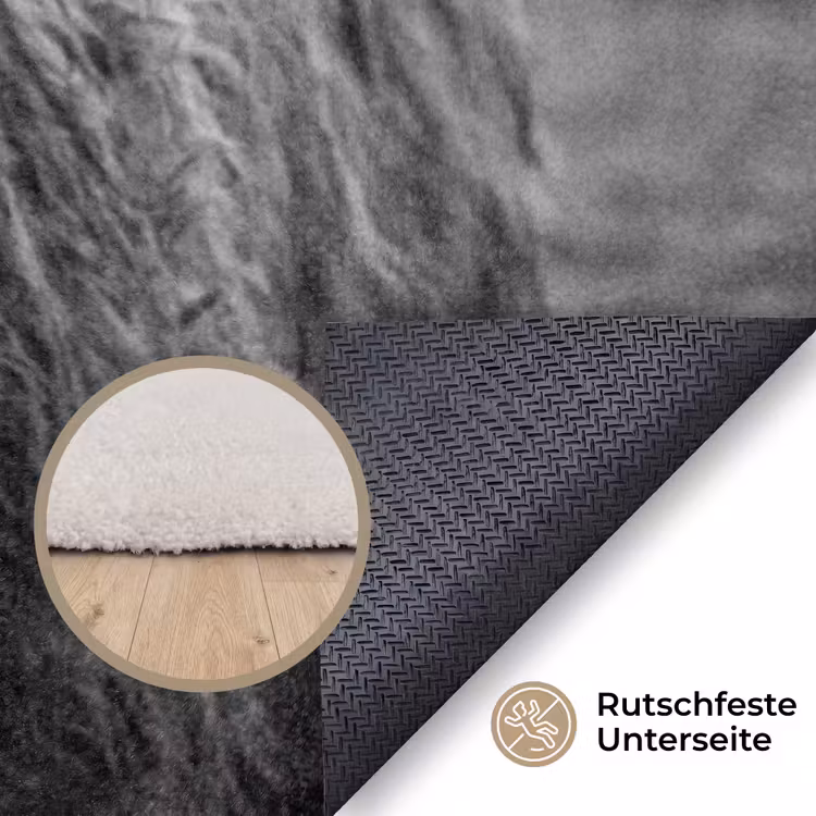 Schotse hooglander - Zwart - Wit - Gras Vloerkleed Rechthoek klein -uniquesellingpoint_antislip_DE_DE