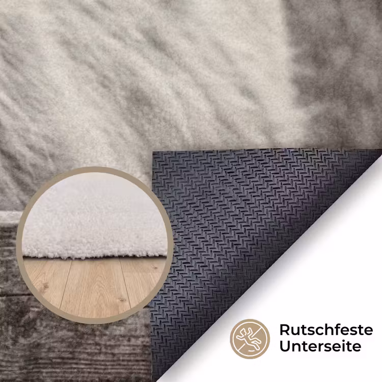 Schotse hooglander - Zwart - Wit - Hout Vloerkleed Rechthoek klein -uniquesellingpoint_antislip_DE_DE