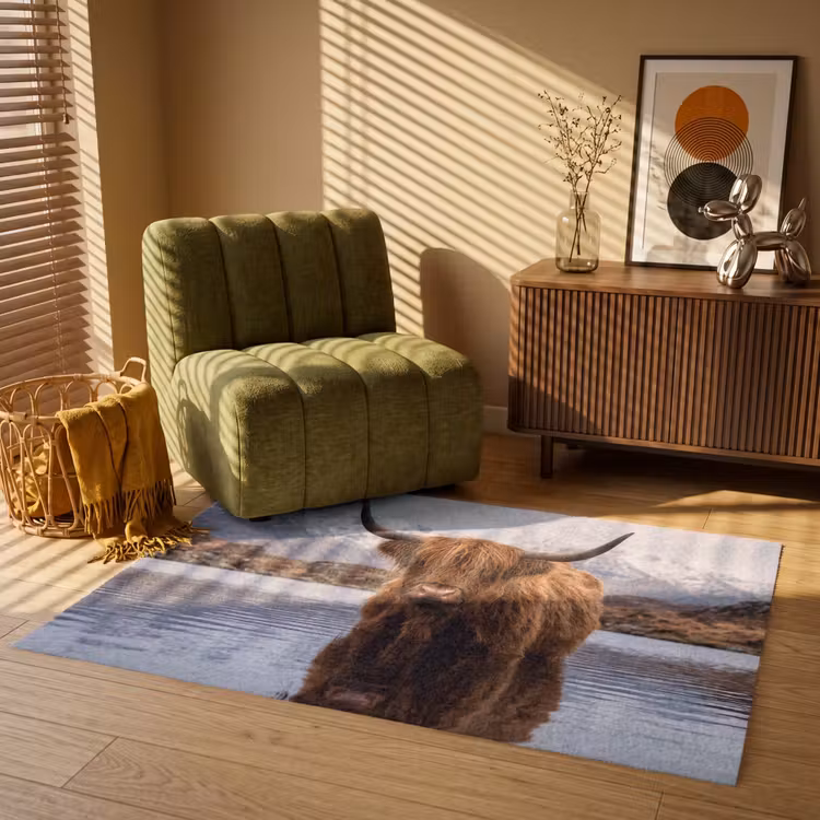 Schotse hooglander - Bruin - Water Vloerkleed Rechthoek klein -atmosphere_sfeer1_global