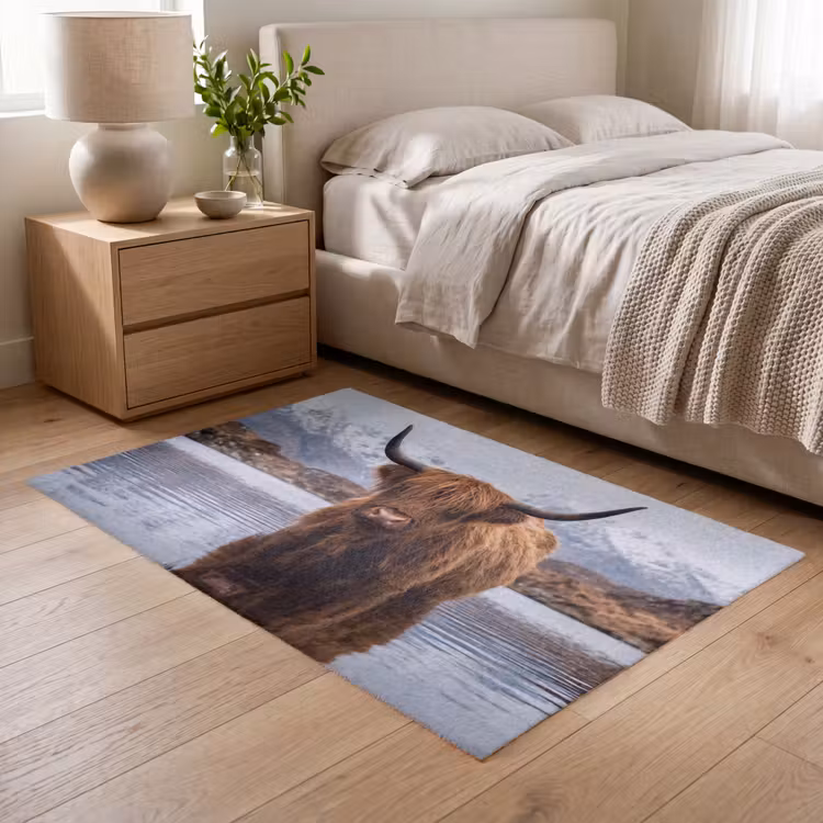 Schotse hooglander - Bruin - Water Vloerkleed Rechthoek klein -atmosphere_sfeer3_global