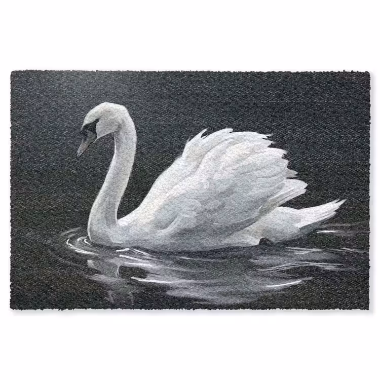 Zwaan - Water - Natuur - Realistisch - Wit Vloerkleed Rechthoek klein -3d
